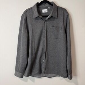 7 Diamonds Generation Mens Large Grey Herringbone Button Down Shirt